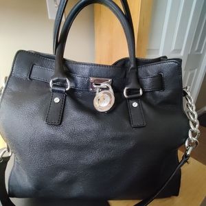 Michael Kors Hamilton Black Leather Tote/Satchel/Shoulder Bag